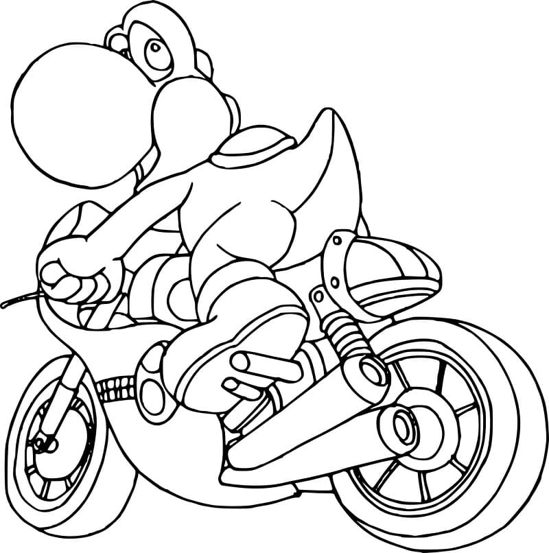 Yoshi På En Motorsykkel fargelegging