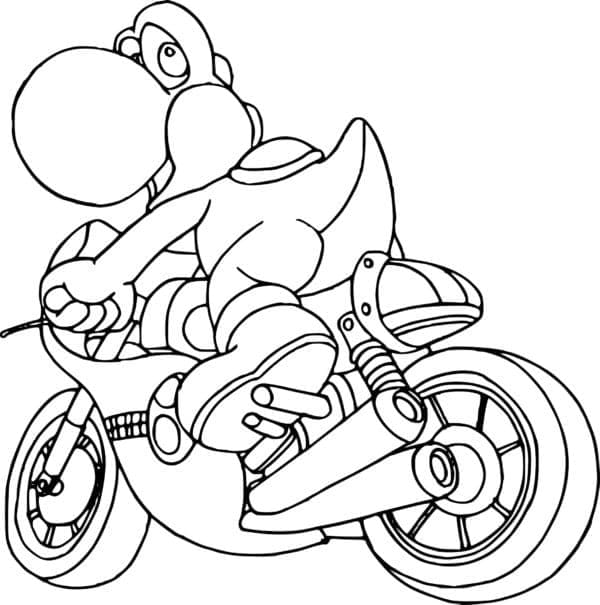 Yoshi på Motorsykkel fargeleggingsside