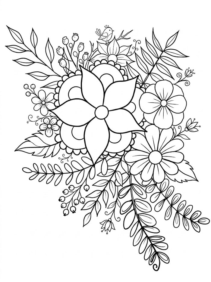 Utskrivbare Blomster fargeleggingsside