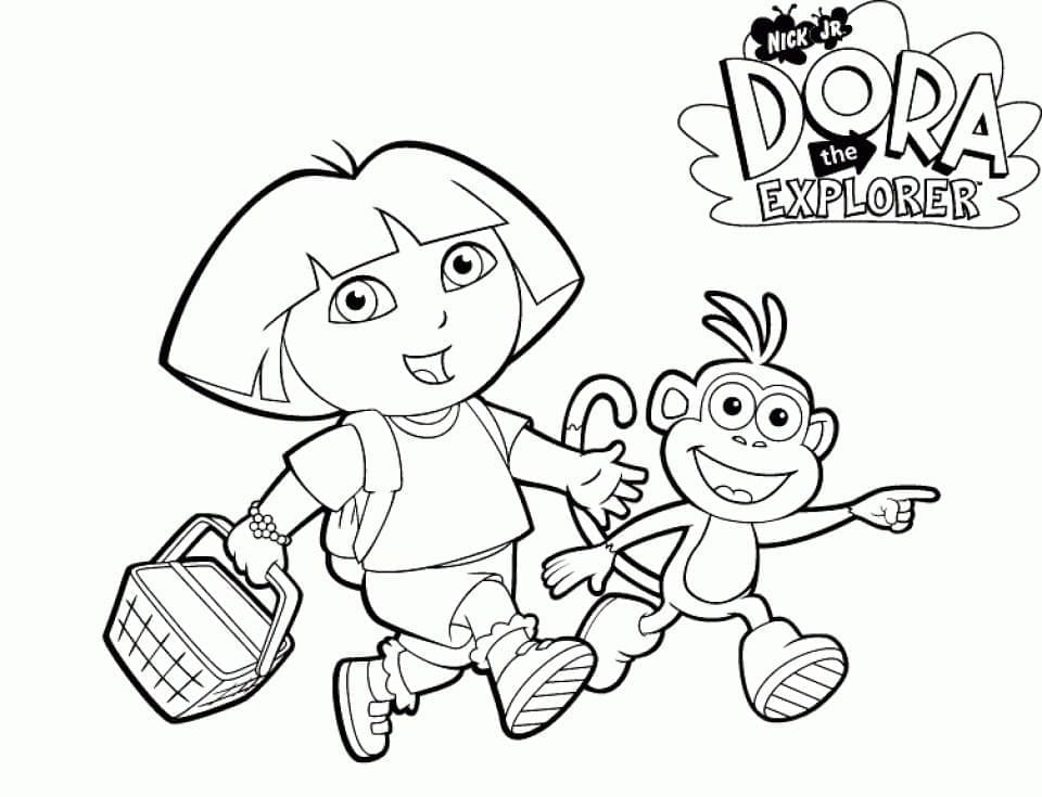 Dora og Boots fargelegging