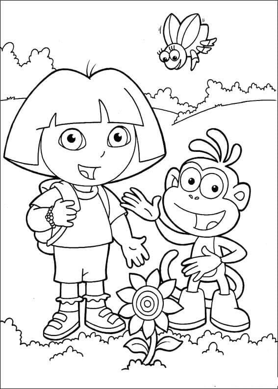 Dora og Boots the Monkey fargelegging