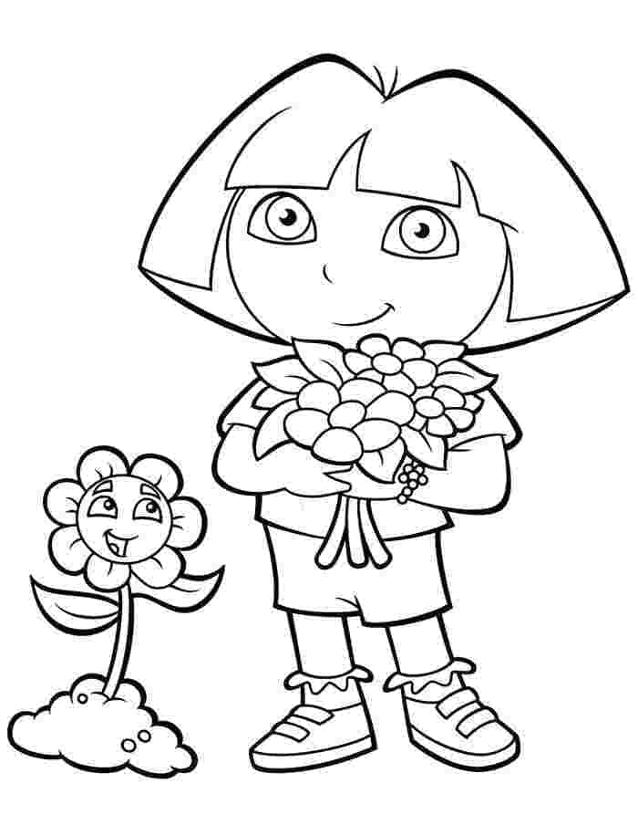 Dora og Lille Blomst fargelegging