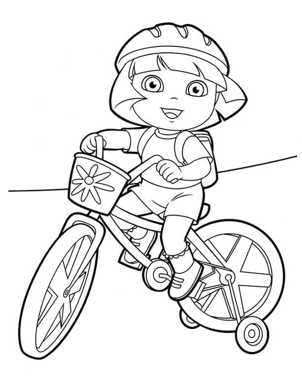 Dora på Sykkel fargelegging