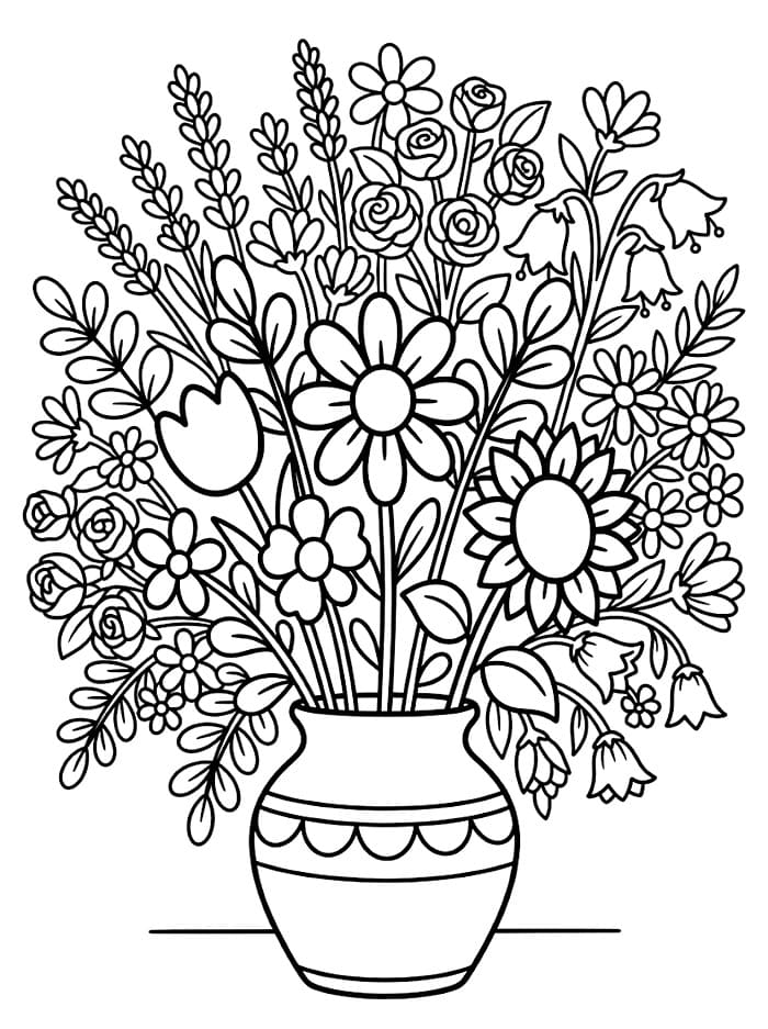 Enkel Vase Med Blomster fargeleggingsside
