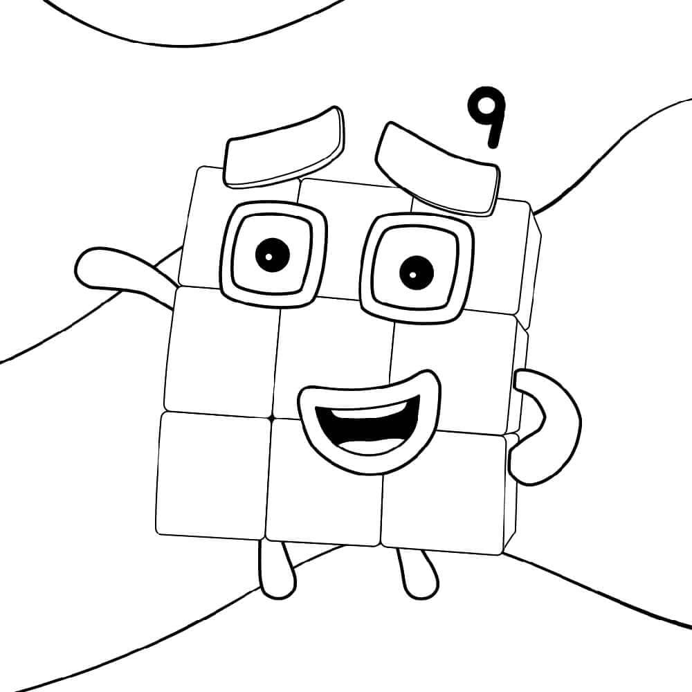 Ni fra Numberblocks fargeleggingsside