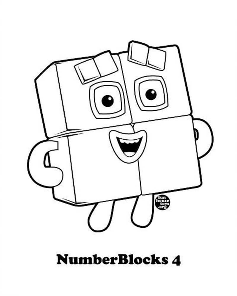 Numberblocks 4 fargeleggingsside