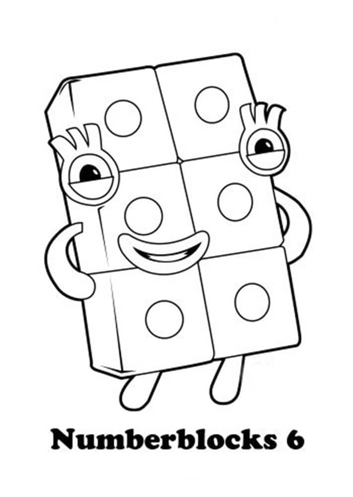 Numberblocks 6 fargeleggingsside