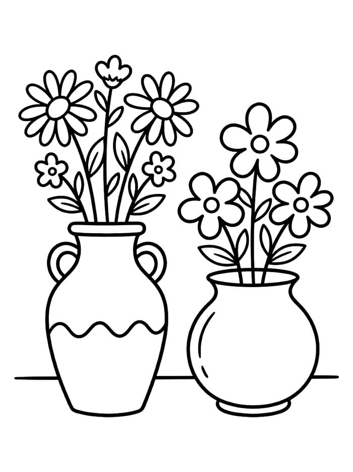 To Vase Med Blomster fargeleggingsside