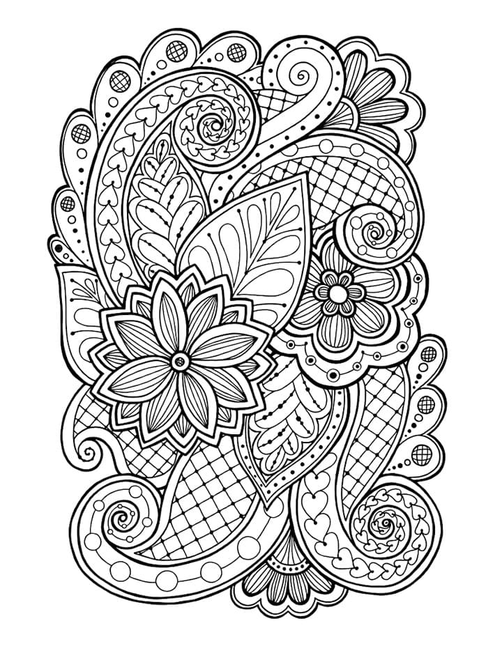 Zentangle Blomster fargeleggingsside