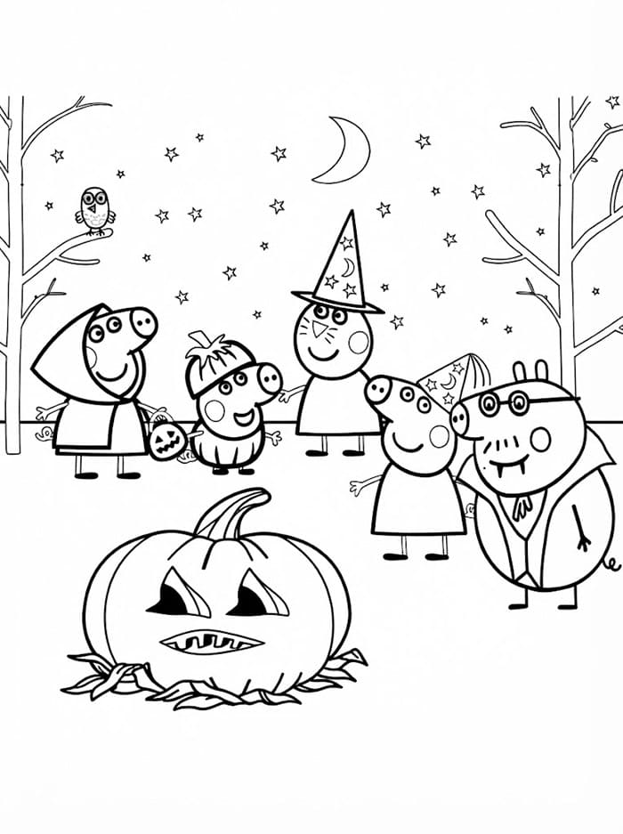 Peppa Gris På Halloween fargelegging