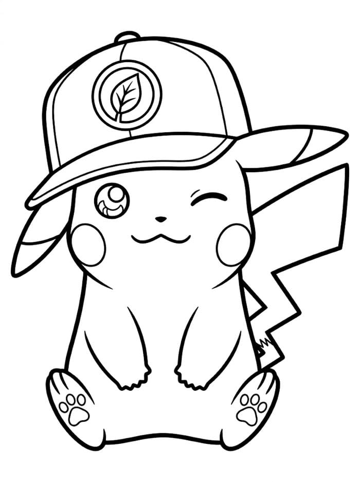 Pikachu Iført Hatt fargelegging