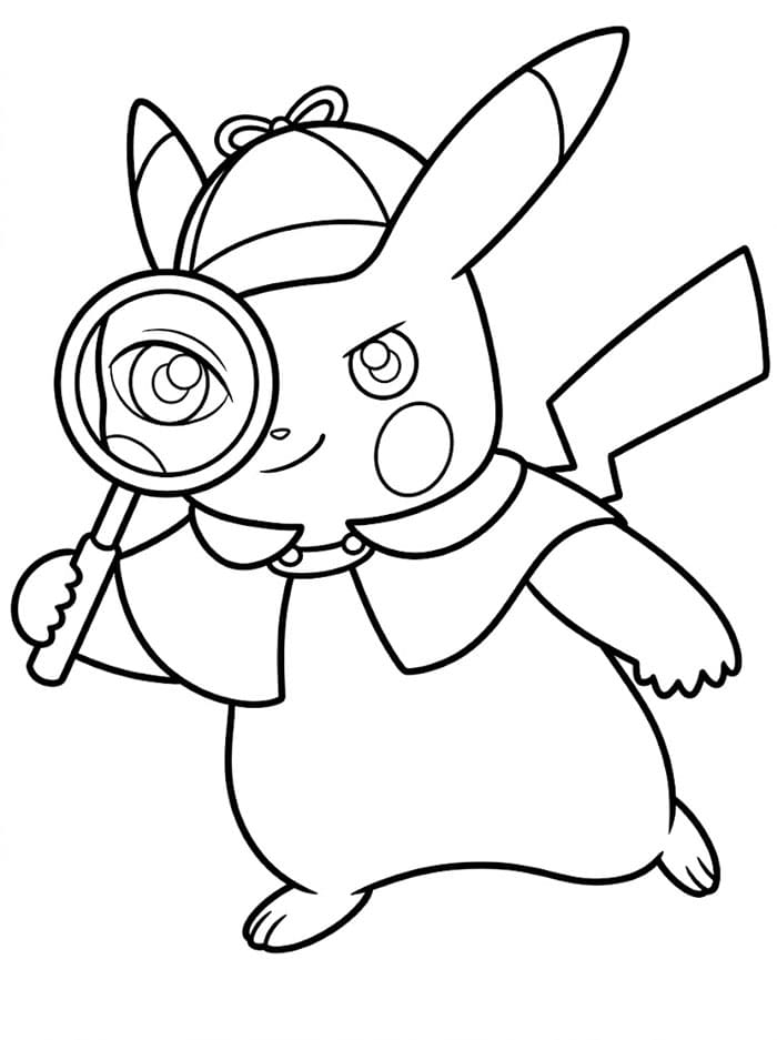 Smilende Detektiv Pikachu fargelegging