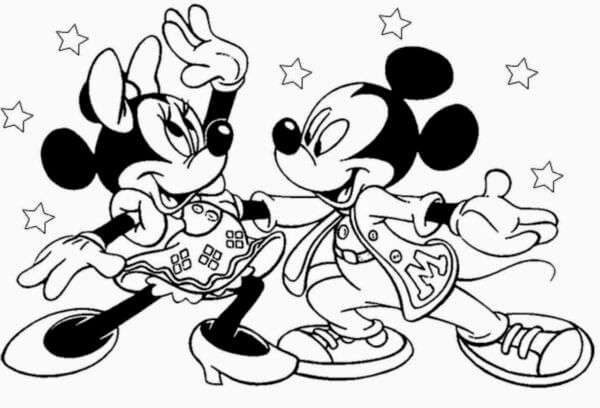 Brennende Danser Med Mickey Og Minnie fargelegging