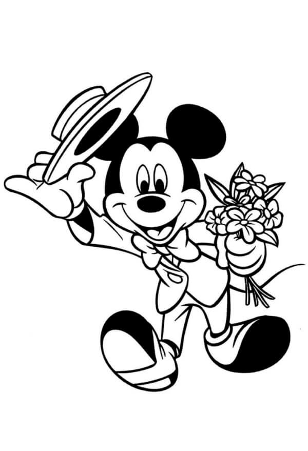 Gentleman Mickey Kom På Date Med Minnie fargeleggingsside