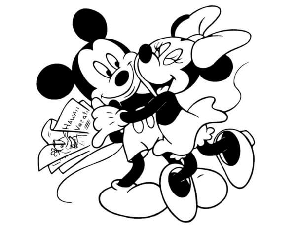Glad Minnie Takk Mickey fargeleggingsside
