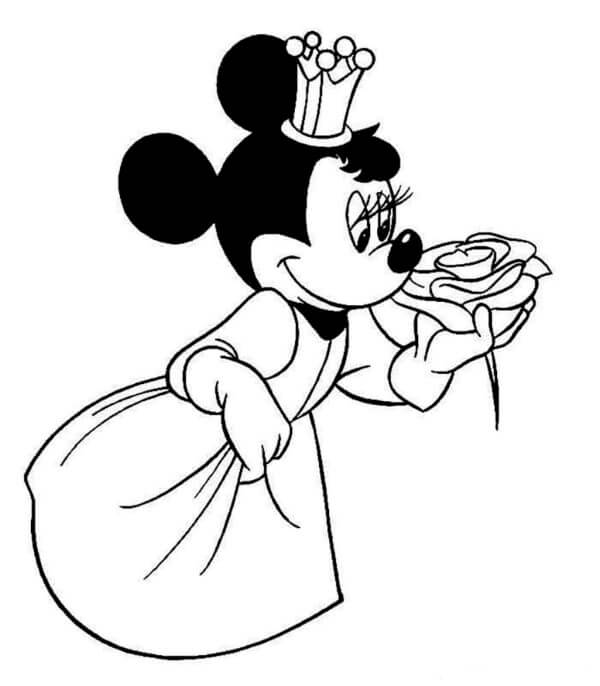 Minnie Mouse Bærer Krone fargeleggingsside