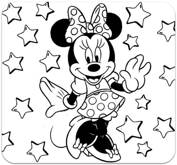 Minnie Mouse Med Stjerner fargelegging