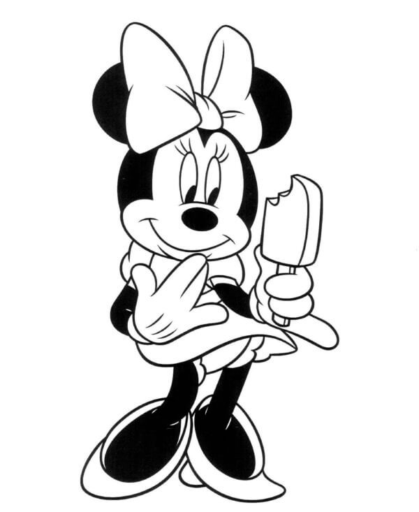 Minnie Mouse Spiser Iskrem fargeleggingsside