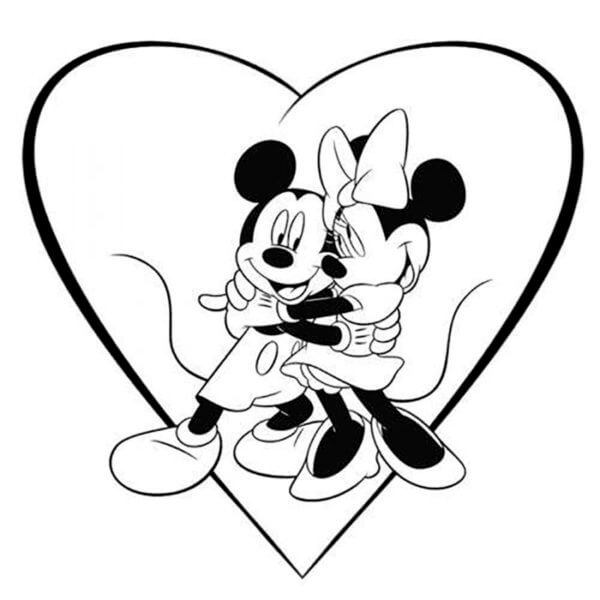 Par Forelsket i Mickey og Minnie fargeleggingsside