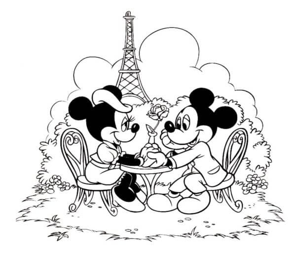 Romantisk Setting i Paris På Bakgrunn Av Eiffeltårnet fargelegging