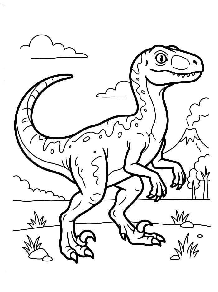 Grunnleggende Velociraptor fargeleggingsside
