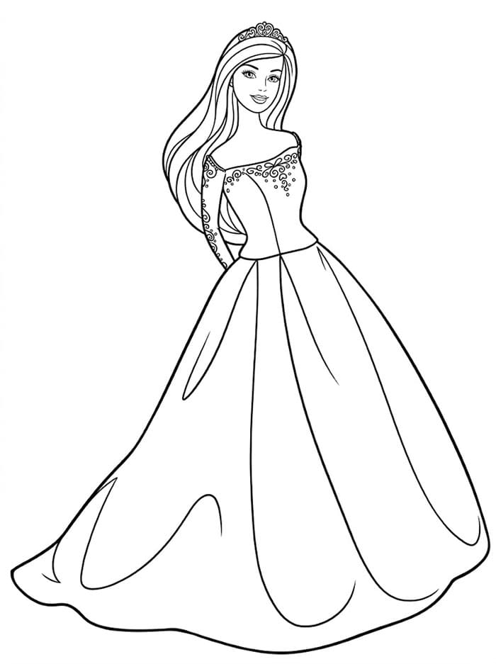 Vakker Barbie Prinsesse fargeleggingsside