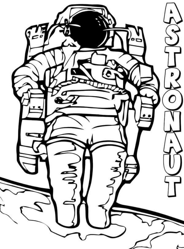 Astronaut Som Flyr På Et Romskip fargeleggingsside