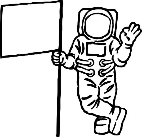 Astronauten i Universet Var Merket Med Et Flagg fargeleggingsside