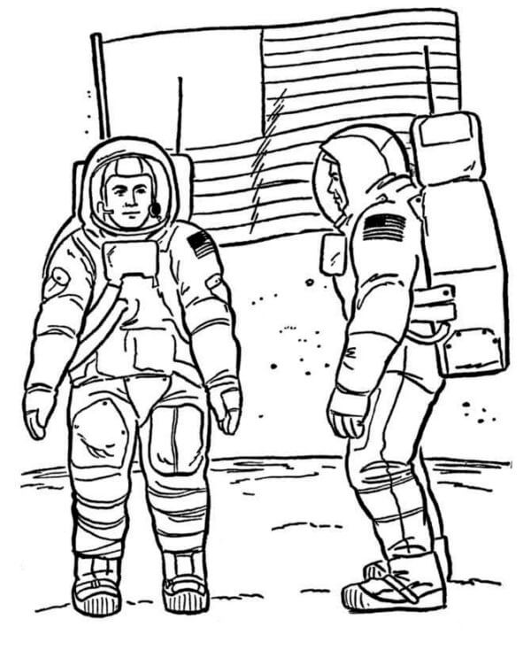Astronautene Foretok En Romvandring fargelegging