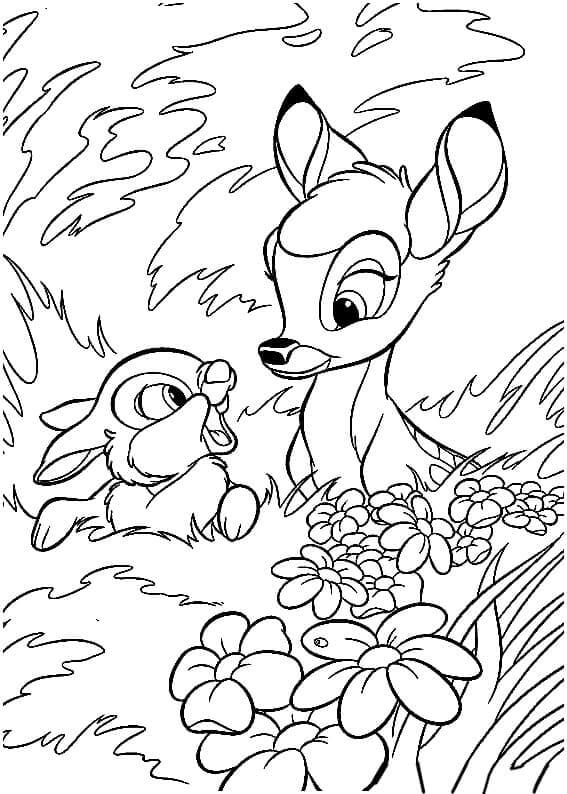Bambi Og Kanin fargeleggingsside