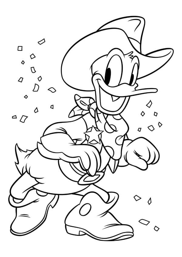 Cowboy Donald Duck fargeleggingsside