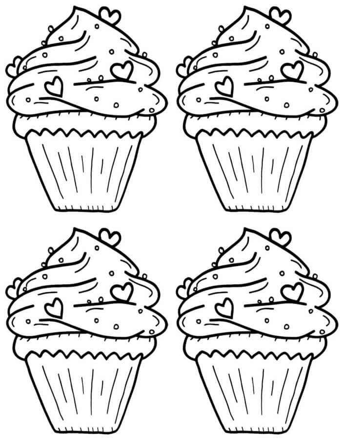 Cupcakes Med Pisket Krem fargelegging