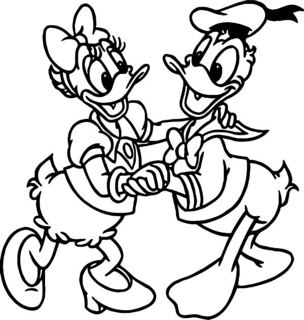 Daisy Duck Og Donald Danser fargeleggingsside