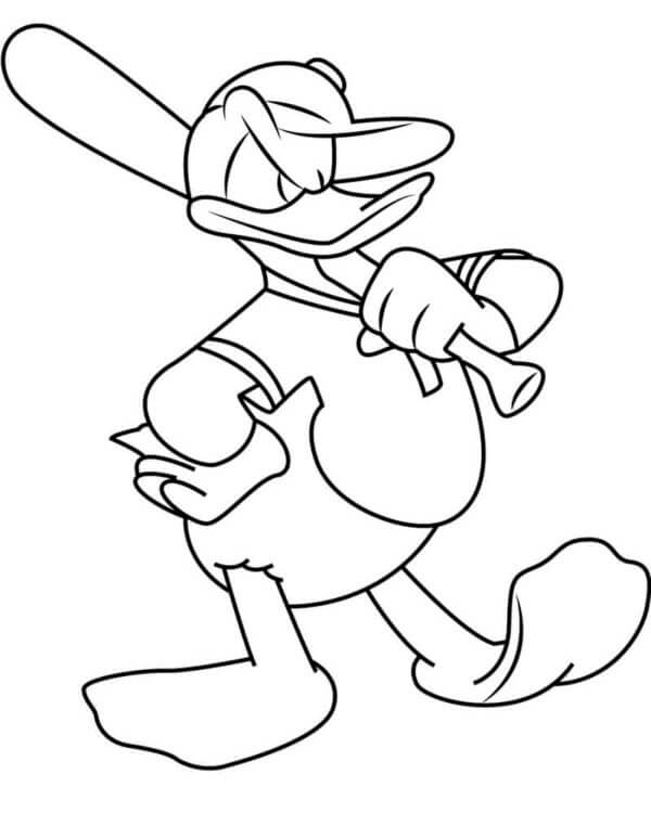 Donald Duck Holder Et Baseballballtre fargelegging