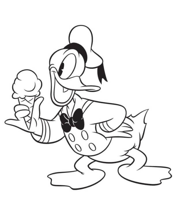 Donald Duck Holder Iskrem fargeleggingsside