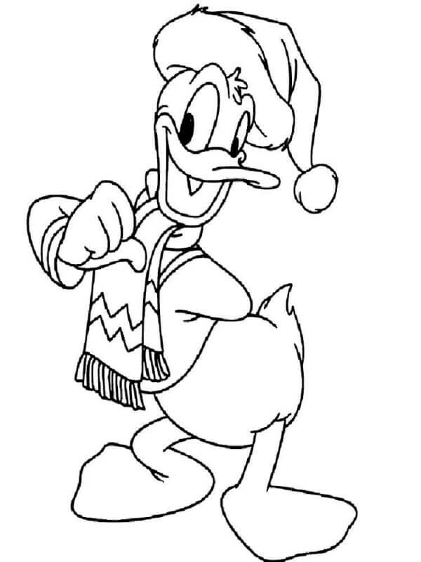 Donald Duck Iført Julehatt fargelegging