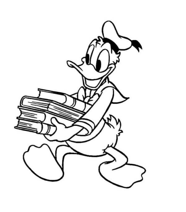Donald Duck Som Holder Bøker fargelegging