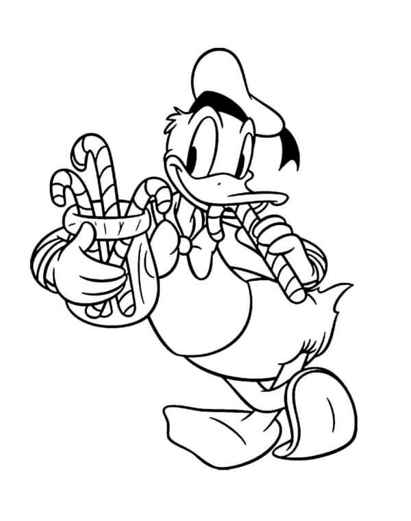 Donald Duck Spiser Slikkepinner fargeleggingsside