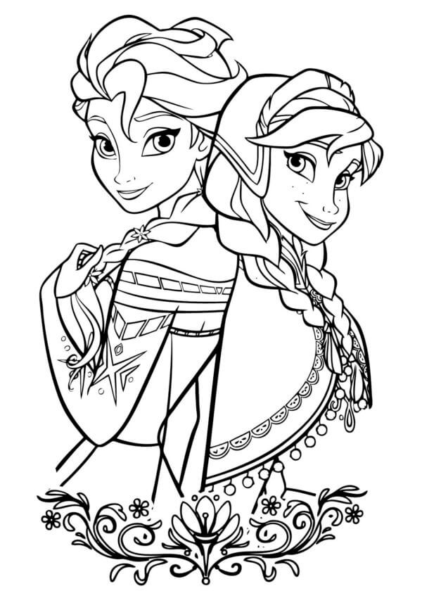 Elsa Og Anna fargelegging