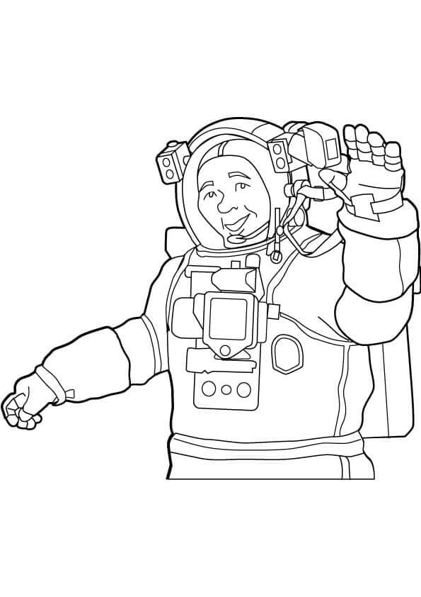 En Profesjonell Astronaut Vifter Med Hånden fargelegging