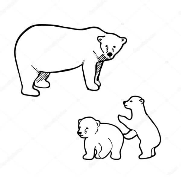 Familien Isbjørn fargelegging