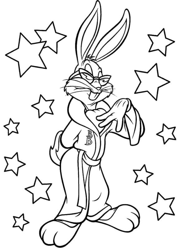 Fasjonable Bugs Bunny Med Briller fargelegging