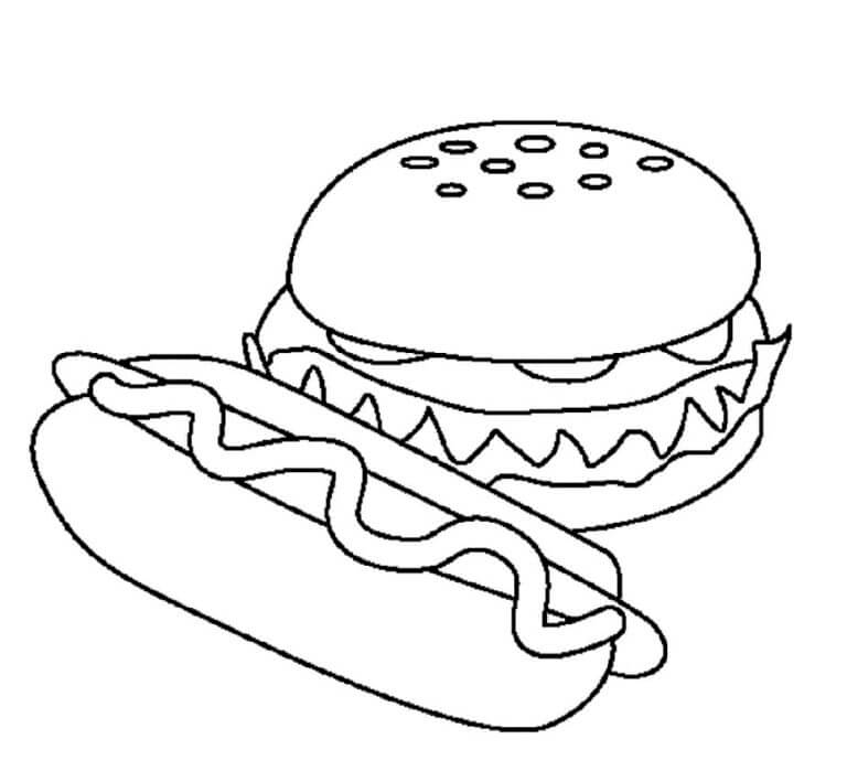 Hamburger Og Hot Dog fargelegging