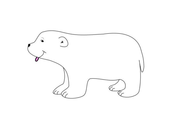 Hvitbjørn Med Utstående Tunge fargeleggingsside