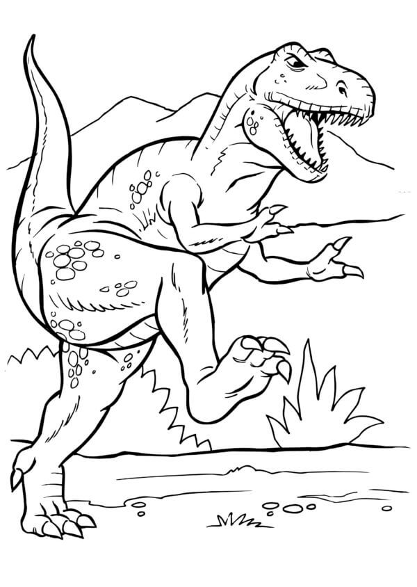 Kul T-Rex-Jakt fargeleggingsside