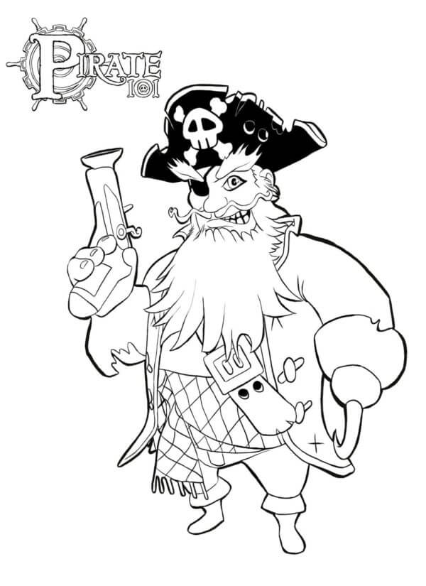 Kul Tegneserie Pirat fargeleggingsside