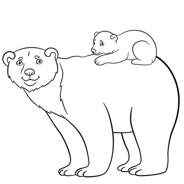 Mor Og Isbjørnbarn fargeleggingsside