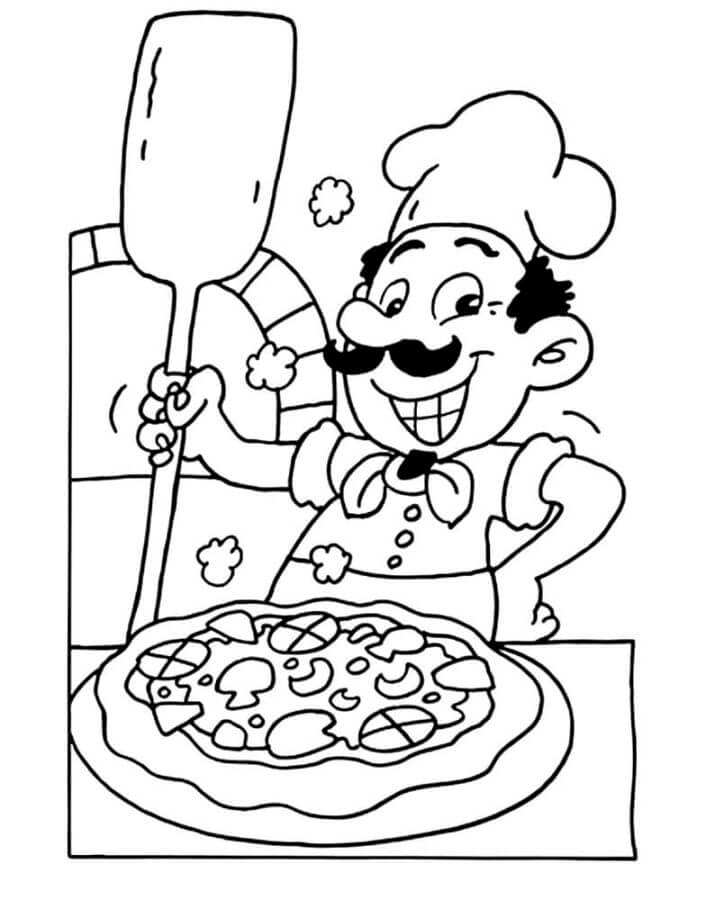 Pizzeriakokk fargeleggingsside