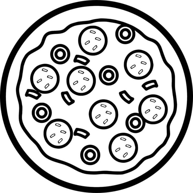 Rund Pizza Med Pølse fargelegging