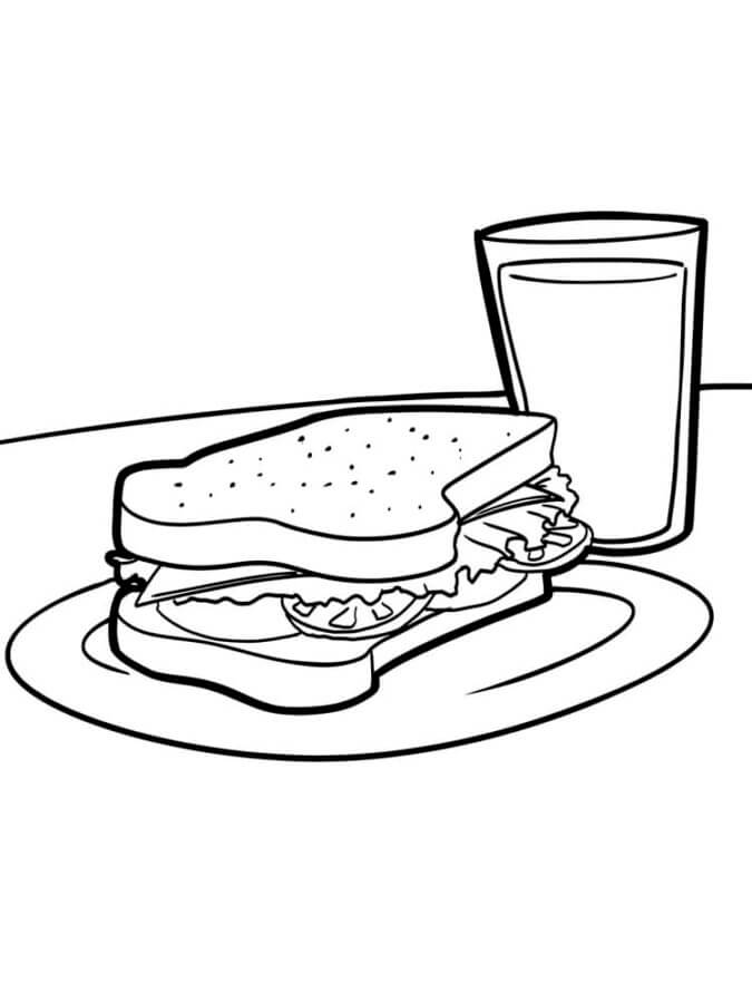 Sandwich Og Te fargeleggingsside